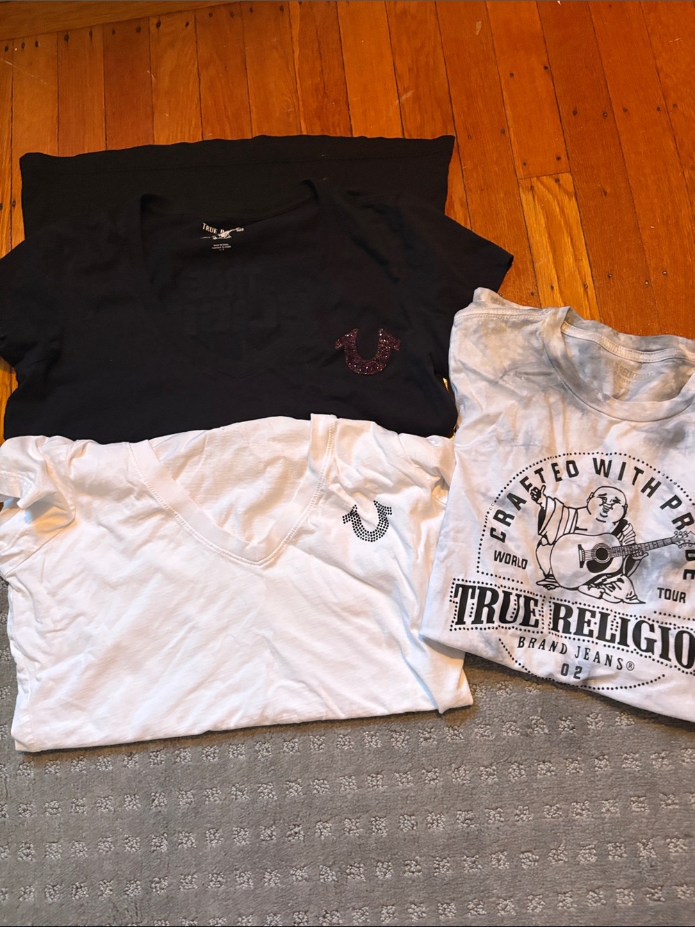 True Religion Kids Black, White & Gray Graphic and Logo Tee Trio